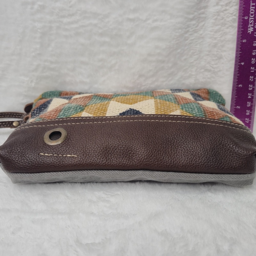 Myra Bag S-1912 Aztec Canvas Leather Pouch Clutch Wristlet Traveler New - Picture 7 of 9